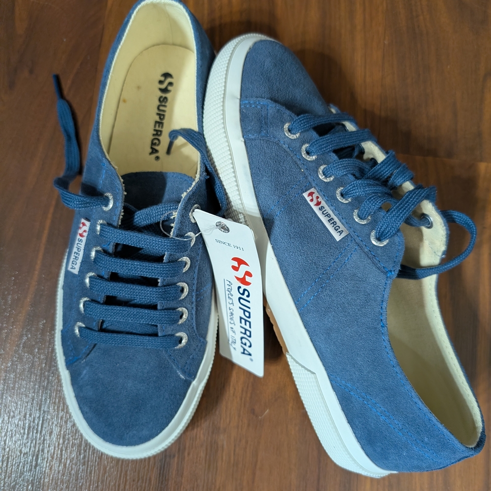 Superga Women's Navy Suede Sneakers Size 9